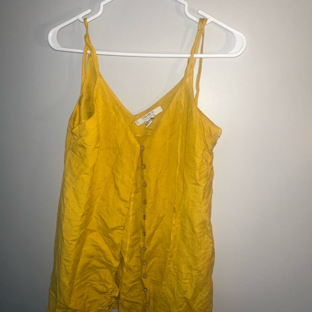 Forever 21 Gold Asymmetrical Buttoned Camisole Dress